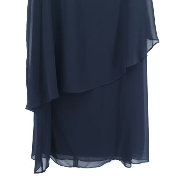 Soft Surrounding Coastal Resort Ocean Drive Navy Chiffon Tiered Feminine Dress M - Picture 3 of 10